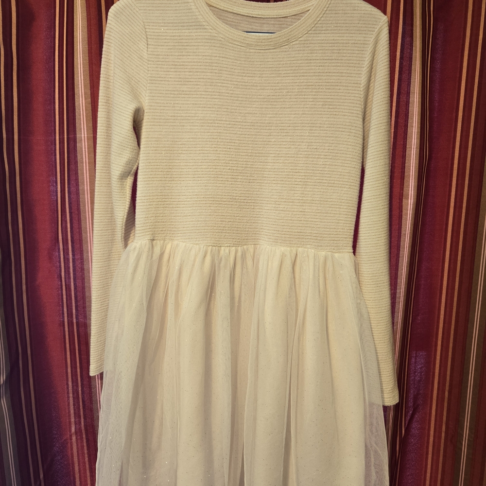 Cat & Jack Cream Striped Tulle Dress